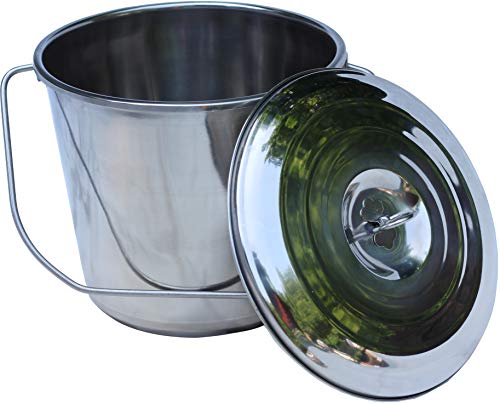 Stainless Steel Milk Pail Bucket with Lid, Handle. Also Good for Compost (7 Qt Pail with Lid)
