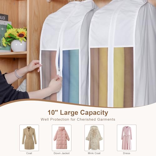 50 Inch Cotton Garment Bag for Hanging Clothes and Storage, 3 Pack - size: 10"W x 50"H-3pcs