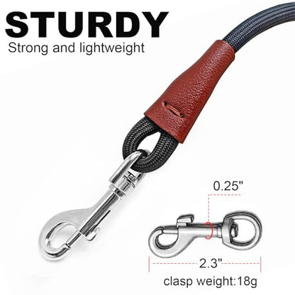 Small Dog Leash 1/4" by 6/8/10FT Lightweight Strong Rope Leash - color: black, size: 1/4" x 8'