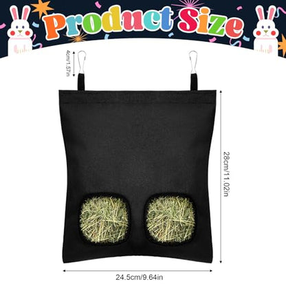 UPINS 2 Pack Guinea Pig Hay Feeder Bag,Bunny Rabbit Cage Bag Hanging Holder - color: Black Dark Blue, size: 28 x 25 cm