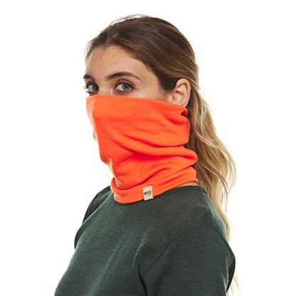 100% Merino Wool - Midweight Neck Gaiter - Skiing Neck Warmer - Winter Face Mask - Multipurpose Headwear - color: Blaze Orange