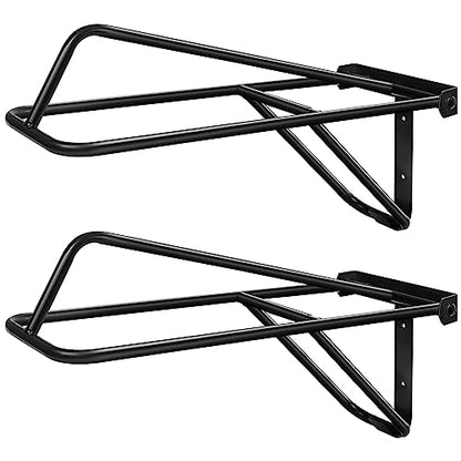 Dunzy 2 Pieces Portable Folding Saddle Rack Collapsible Saddle Storage Rack, Wall Mount Black Stand for Horse Trailer Western Saddles Horses Blanket Stall (Classic Style)