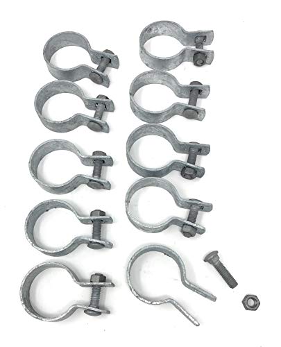 (10 Pack) Brace Bands with Bolts & Nuts for Chain Link Fence, Gate, Posts (1-5/8") - size: 1-5/8"
