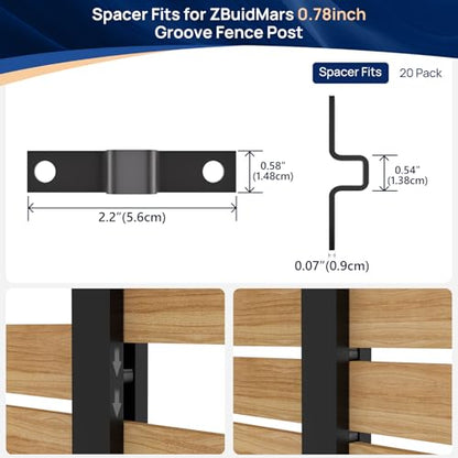 20 Pack Aluminum Privacy Fence Post Spacer - color: 20 Pack Spacer