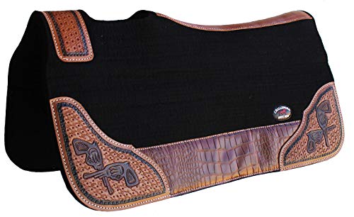 Horse Western Contoured Wool Felt Therapeutic Saddle Pad Black 39208 - color: Black/Brown