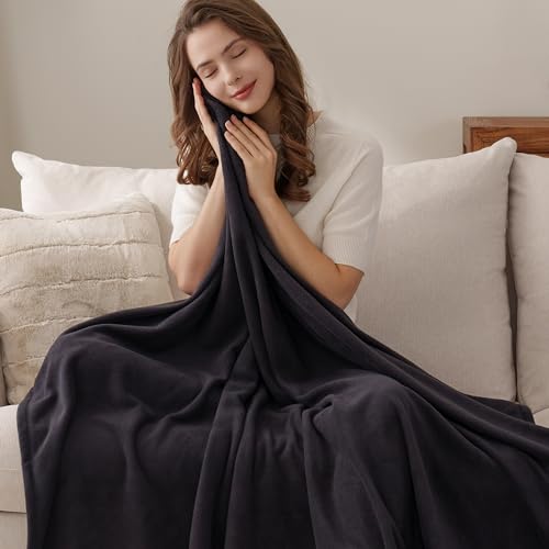 Berkshire Blanket Microfleece Throw Size Bed Throw Blanket Black, Lightweight Soft Breathable Plush Micro Fleece Throw Blanket for Travel, Bed and Couch, 50x60 Inches - color: Black, size: Throw/Throw XL