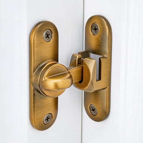 Brass 90/180 Degree Barn Door Latches,Flip Gate Lock - color: Brass