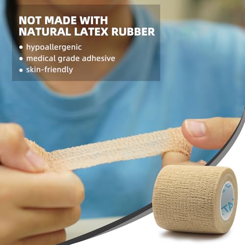 OK TAPE Self Adherent Cohesive Bandages Wrap 24Packs 2" x 5 Yards - color: Beige, size: 2 In x 5 Yards