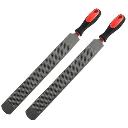 2Pcs 18 Inch Hoof Rasp, Heavy Duty Carbon Steel Farrier File Tool, Professional Hoof Trimmer with Rubber Handle for Horses, Goats, Cows, and Donkeys