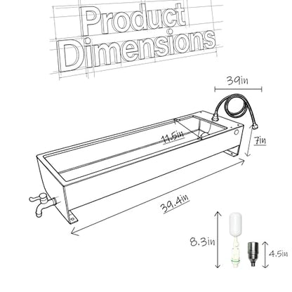 Automatic Livestock Waterer Drinking Trough Large Dog Water Bowl Dispenser 12 Gallon Stainless Steel with Float Valve for Cattle Chicken Goat Horse Pigs Poultry Outdoor Animals - size: 12 Gallon