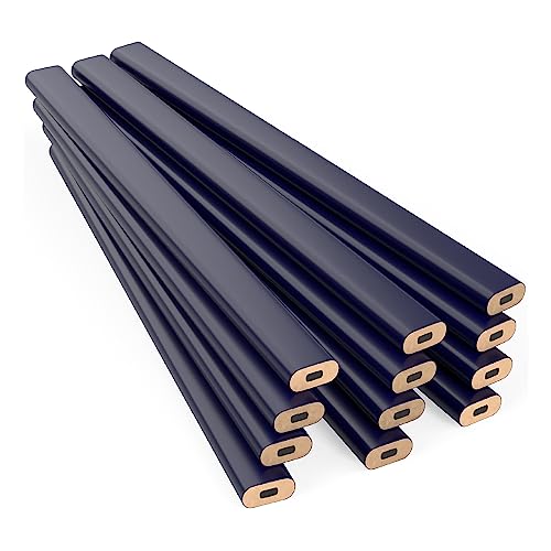 GRAPHITE Hard Lead Carpenter Pencil #2 Lumber Pencil (1) Pack of 12 PCS - Industrial Pencil Wood Flooring Marker for Wood Working Tools Marking & Concrete Marking - Blue - color: Blue, size: 12 Count (Pack of 1)