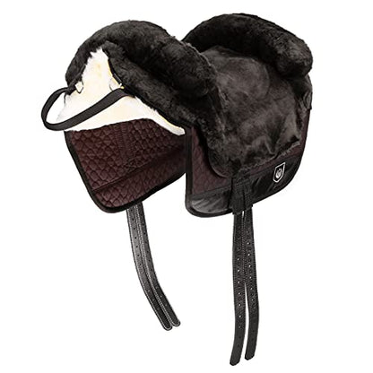 Werner Christ Horse Bareback Pad IBERICA Plus treeless Saddle in Spanish Style, Made of Real Sheepskin - color: Beige (Brown/Nature), size: Pony