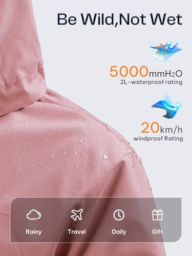 Womens Waterproof Rain jacket Lightweight Raincoat with Removable Hood - color: Pink02, size: Small