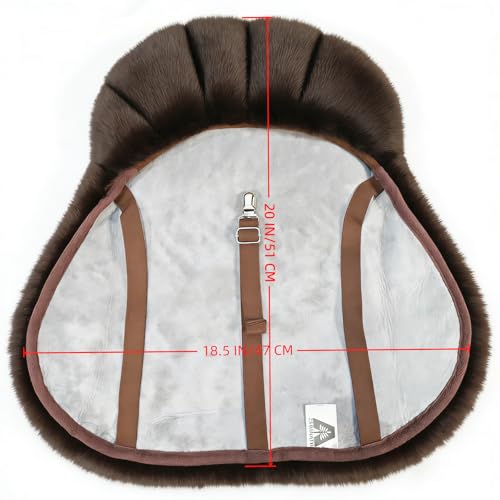 English-Style Sheepskin Saddle seat Cover, Genuine Sheepskin Saddle pad, Merino Sheepskin Saddle pad - color: Brown