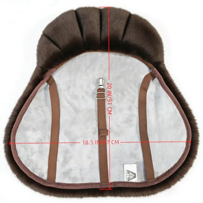 English-Style Sheepskin Saddle seat Cover, Genuine Sheepskin Saddle pad, Merino Sheepskin Saddle pad - color: Brown