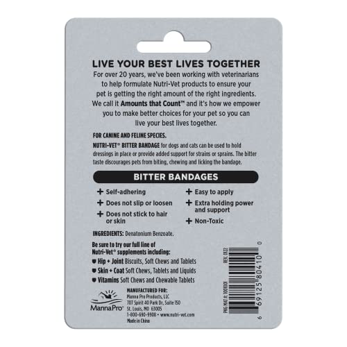 Nutri Vet Bitter Bandage, Self Adhesing Flexible Bandage, 2" (Package Varies) - size: 2"