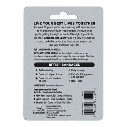 Nutri Vet Bitter Bandage, Self Adhesing Flexible Bandage, 2" (Package Varies) - size: 2"