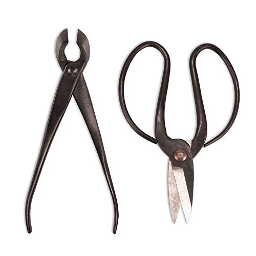 BambooMN Bonsai Basics Set - 8" Concave Cutter, 7" Heavy Duty Shear - 1 Set - color: Concave Cutter & Heavy Duty Shear Set, size: 1