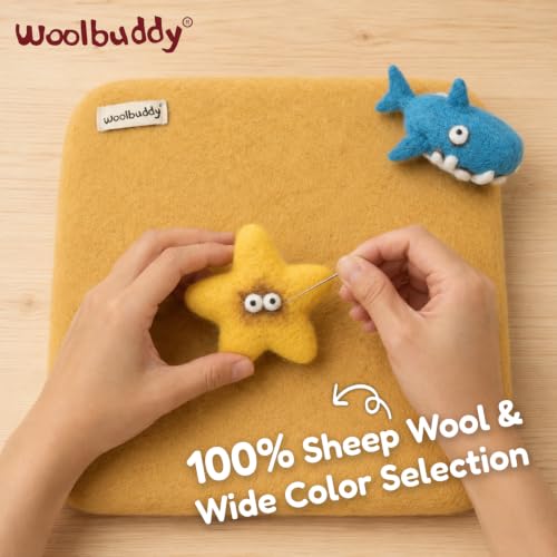 Woolbuddy Needle Felting Mat 10 x 10 x 1.5 Inch (Yellow) Pure Wool Felt Pad - color: Yellow