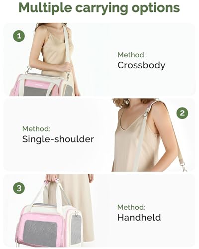Homespon 34.5L Soft-Sided Cat Dog Carrier, Airline Approved Pet Bag - color: Pink