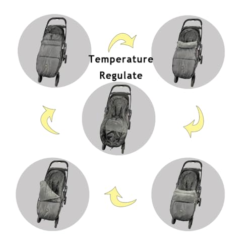 CozyMe Stroller Footmuff, Stroller Blanket with Hoodie for Toddler Winter Stroller Cover, Stroller Bunting Bag with Fleece Lined Front Height Adjustable & Removable Baby Bunting Bag for 6M-4T - color: black