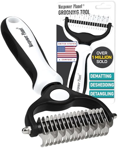 Maxpower Planet Pet Grooming Brush - Double-Sided Undercoat Rake for Dogs and Cats, Extra Wide, Reduces Shedding by 95%, White - color: White, size: Large