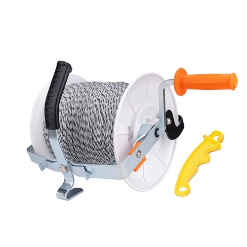 Extended 3:1 Geared Electric Fencing Reel, with 3300ft Premium Polywire - size: 3937 ft x 1 extended reel x 1 Handle