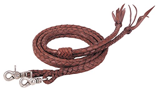 Weaver Leather Round Braided Latigo Split Reins, Brown, 1/2" x 7'