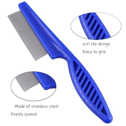 9 Pieces Pet Flea Lice Comb, Dog And Cat Tear Stain Remover Comb, Remove Eye Mucus Crust Dandruff Floating Hair. Pet Grooming Comb Kit For Long And Short Haired Dog Cat(Blue,Rose Red, Green)