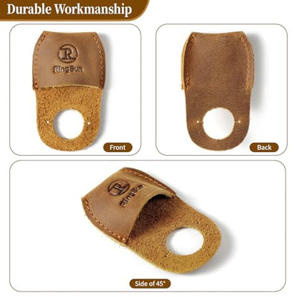 RingSun Thumb Guard Wood Carving Tools, Leather Finger Protector, Handmade Carpenter Working Carving Kit Accessories - color: Bourbon Brown