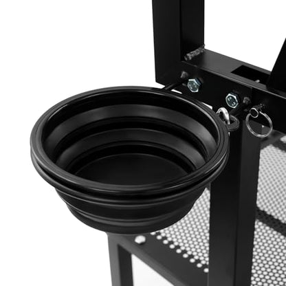 47 in Goat Milking Stand, 600 LBs Stand for Goat Milk and Sheep Trimming, Metal Goat Stand with Headpiece and Feeding Bin for Grooming, Shearing,and Milking (Black) - color: Black