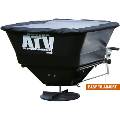 Buyers Products ATVS100 ATV Broadcast Spreader with Rain Cover, 100 lb Capacity, Rear Rack Mount, Poly Hopper, 12V Motor, for Seed, Fertilizer, Salt & Feed, All Season Use, ATV Accessories & Lawn Care