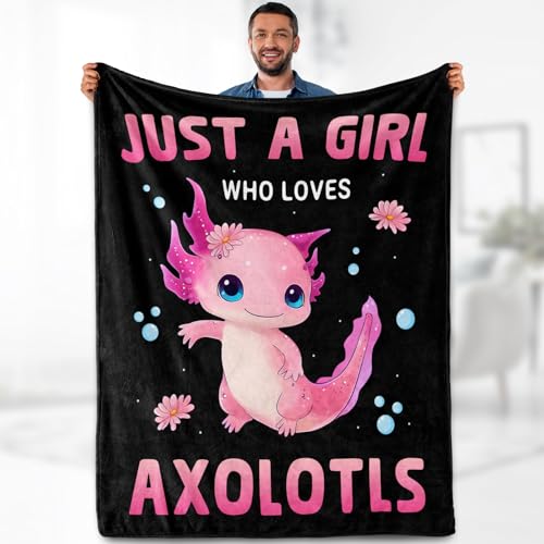 Axolotl Blanket Gifts for Kids Woman - Just A Girl Who Loves Axolotls Cute Animal Lovers Throw for Teen Adults Soft Fleece Cozy Bed Couch Decor Birthday Christmas Lightweight Blanket 50"x60" - color: Axolotl, size: 50"x60"