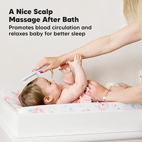 KeaBabies Baby Hair Brush and 4-Pack Muslin Swaddle Blankets for Baby Boys, Girls - Baby Brush with Soft Goat Bristles, Organic Baby Blankets for Girl, Boy