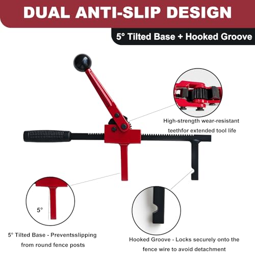 Chain Link Fence Stretcher Tool - Heavy Duty Fence Puller Stretcher for Chain Link Fence, Barbed and Woven Wire, with Deep Hook Design, for Farm Owners and DIY Fence Projects