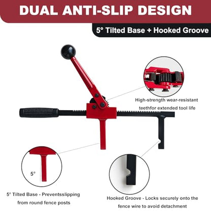 Chain Link Fence Stretcher Tool - Heavy Duty Fence Puller Stretcher for Chain Link Fence, Barbed and Woven Wire, with Deep Hook Design, for Farm Owners and DIY Fence Projects