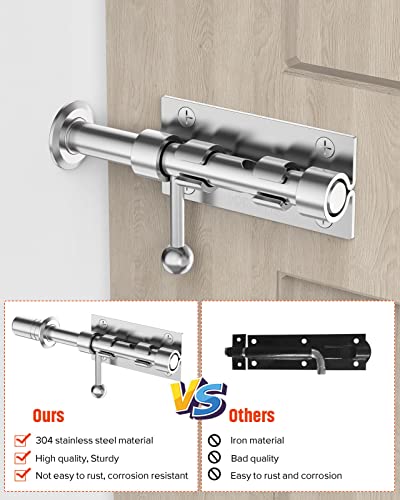 Heavy Duty Slide Bolt Gate Latch Hardware, 6.3 Inch, Silver - color: Silver - 1 Pack