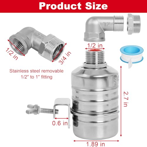 Automatic Float Valve for Water Tank, Tank Float Valve 1/2" & 3/4"