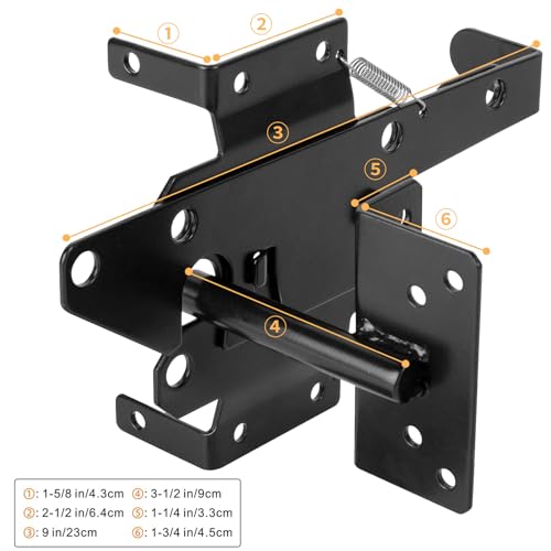 Heavy Duty Gate Latch for Wooden Fence, Black Post Mount Automatic Gravity Lock, Self-Locking Gate Latch for Wooden/Vinyl Fence, Pool, Garden & Outdoor Gates