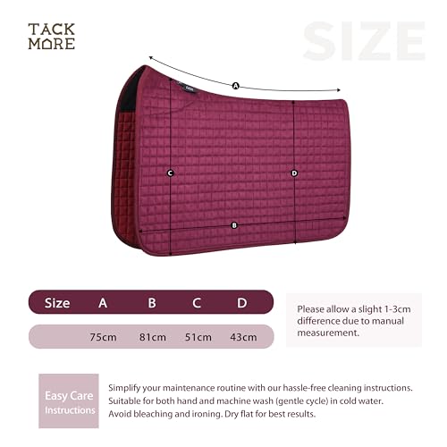 Tackmore All-Purpose Square Quilted Western Saddle Pad, Horse Saddle Pad - color: Burgundy