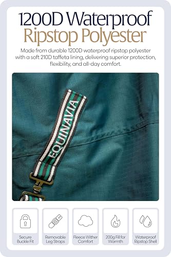 Equinavia Arktis Regular Neck Heavy Turnout Blanket 300g - Deep Green - 75 in - color: Deep Green, size: 75 in