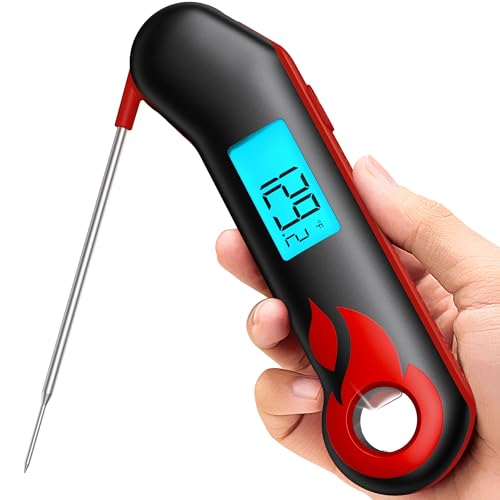 ThermoMaven Professional Meat Thermometer, Instant Read in 0.5 Sec, NIST Certified Accuracy ±0.5°F, IP67 Waterproof, Ambidextrous Backlight & Auto-Rotating Display, for BBQ/Grill/Cooking, Black&Red - color: Black&Red