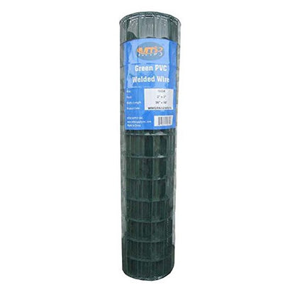 16GA PVC Green 36in x50ft-3in x 2in Welded Wire Mesh Garden Economy Fence - color: Green, size: 36"x50\'-3"x2" 16GA