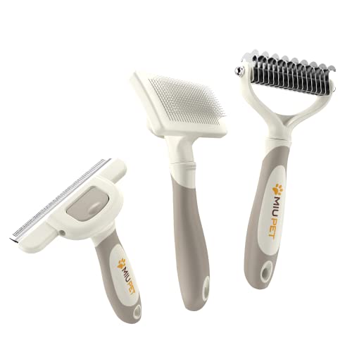 Professional Deshedding Dog Brush Grooming Kits, for Long-Haired Dogs and Cats - Dog Deshedding Brush and Slicker Brush Set 3 in 1 Gift Box for Long Hair Pets like Golden Retriever