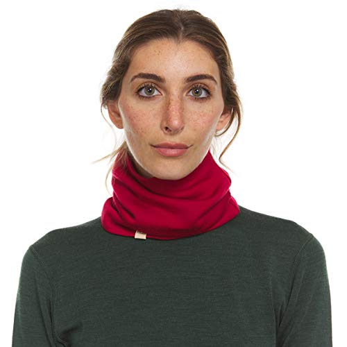 100% Merino Wool - Midweight Neck Gaiter - Skiing Neck Warmer - Winter Face Mask - Multipurpose Headwear - color: True Red