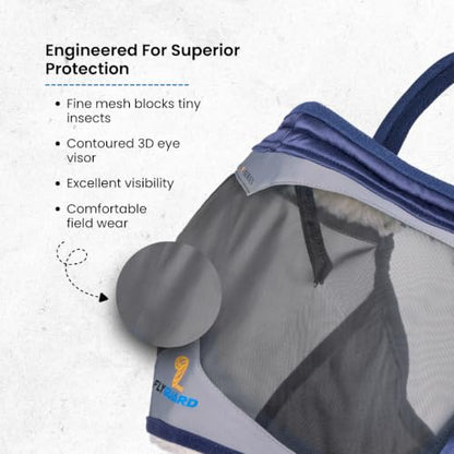 Shires FlyGuard Pro Fine Mesh Earless Fly Mask – Extra Full Size | Lightweight Polyester Fly & Insect Protection | Breathable Fine Mesh for Turnout, Grazing & Stable Use | Navy Colour - color: Navy, size: Extra Full