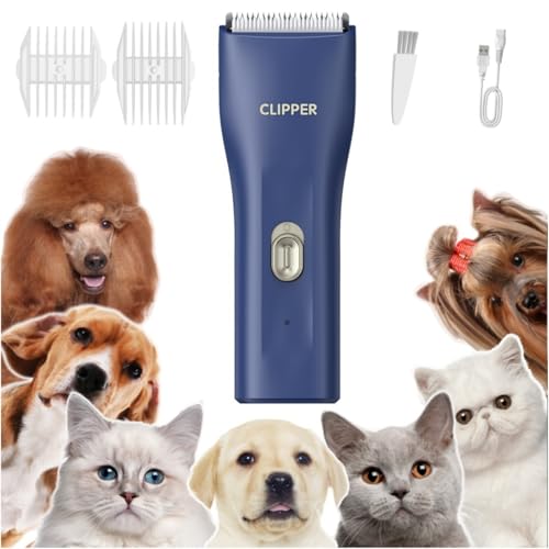 Dog Clippers,Quiet Washable USB Rechargeable Cordless Dog Grooming Kit,Electric Pets Hair Trimmers Shaver Shears for Dogs and Cats - color: 006 Blue 1 Clipper