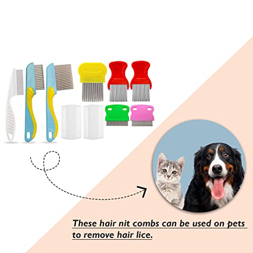 10 Pcs Lice Combs, Steel Teeth Double Sided Fine Tooth Hair Flea Comb, Removal Dandruff Louse Nit Grooming Tool for Head Treatment Pets Kids Adults