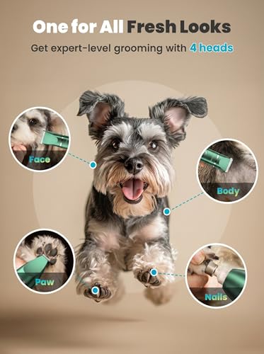 oneisall 4 in 1 Dog Grooming Kit with LCD Display Green - color: Green