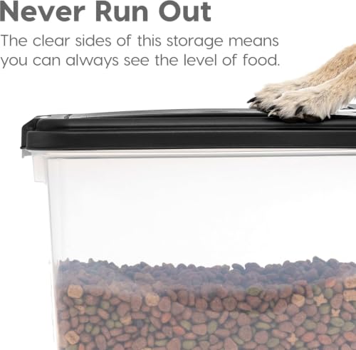 IRIS USA Airtight Pet Food Storage Rolling Container, 30 lb Capacity, Black - color: Black, size: 30 lbs